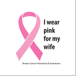 Breast cancer ribbon for wife, with black type Posters and Art